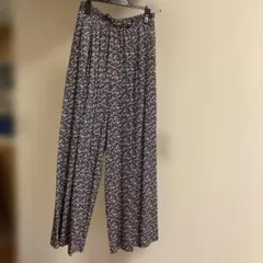 【未使用】BEAUTY&YOUTH 小花柄ワイドパンツ ネイビー S