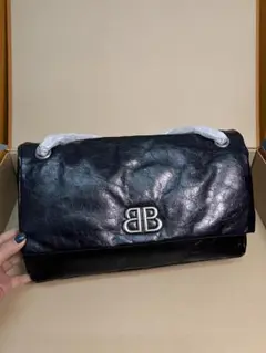 BB 黒 レザー ショルダーバッグ