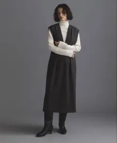 ナノユニバース★ニードルジャージーVネックタックワンピース★