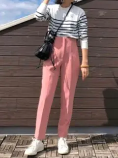 ZARA　ザラ　ハイウエストパンツ　カジュアル　テーパード　ピンク　EURS