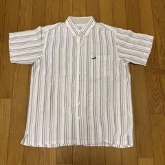 クロコダイル、メンズ、半袖ストライプ、ボタンダウンシャツ、M、ラコステ