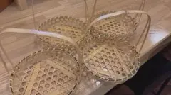 竹製編み込みバスケット4個セット