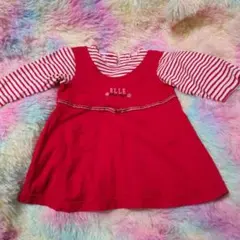 ELLE 赤 ワンピース 95cm　服　スカート　ポケットのサムネイル