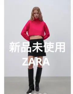 zara ショート丈　ハイネックニット　ビビッドピンク