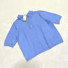 タグ付 未使用品 H&M ふわふわ半袖ニット 大きめ キラキラボタン付き