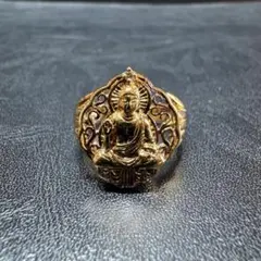 Silver シルバー 仏像モチーフ ゴールドカラー リング 指輪のサムネイル