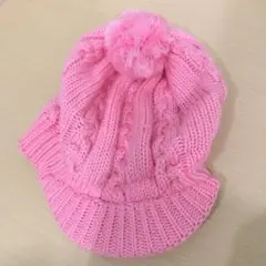 A638 ニット帽　ビーニー　ピンク　キャラクター　かわいい　ワンサイズ