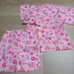 ピンク 花柄 甚平 サイズ90