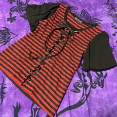 HELL CAT PUNKS❤️ボーダー レースアップ カットソー リボンのサムネイル
