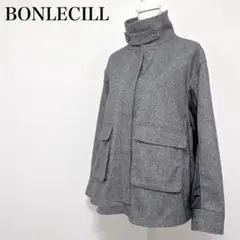 〇 BONLECILL 2WAYヘリンボーン×キルト切替スタンドネックコートのサムネイル