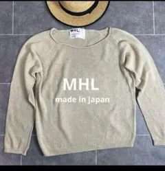 マーガレットハウエル 日本製 ウール モックネック畦編み ニット シルバーグレー 美品】マーガレットハウエル モックネックニット ウールコットン