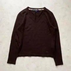 BURBERRY LONDON セーター　Vネック　ホースロゴ　ノバチェック S