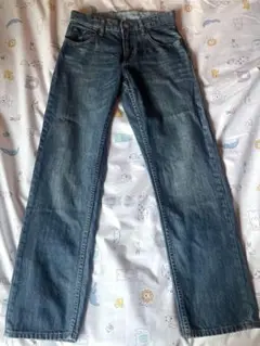 【美品】 ブルーデニムストレートパンツ デニム ズボン