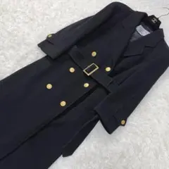 未使用級✨バーバリー カシミヤ混 ベルテッドロングコート ロゴ 金ボタン 白タグ