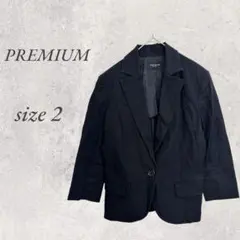 PREMIUM/カジュアルジャケット/黒/2/麻/ビジネス/5分袖/2403