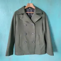 ウール90% Pコート ピーコート Lサイズ相当 深緑系 ミリタリー