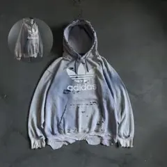 y2k“broken”激フェード“ターコイズ”2XO“boro hoodie