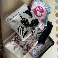 バタフライと花柄のハンカチセット