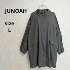 JUNOAH スタンドカラー コート ジャケット コットン 薄手 グレー L
