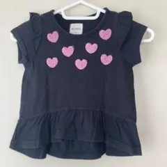 100cm　ブランシェス　Tシャツ　半袖　ブラック　黒　フレア　ハート　キッズのサムネイル