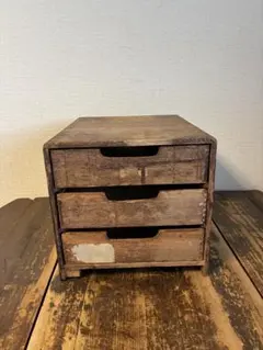 アンティーク　木製　両面引き出し 3段　 収納　棚　古道具　昭和レトロ