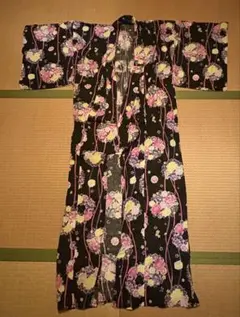 黒地 花柄 浴衣 単品