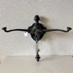 アンティーク調 スライド3フック タグ付き アイアン ブラック S255BK