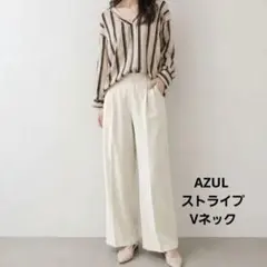 AZUL ストライプ Vネック 長袖シャツ　きれい系　カジュアルのサムネイル