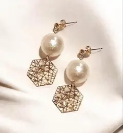 ★和ピアス　イヤリング★ コットンパール　成人式　着物　和装 和風　No441