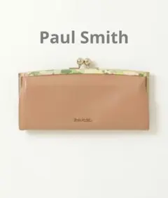 Paul Smith ポールスミス がま口 長財布 ベージュ 花柄 多カード収納