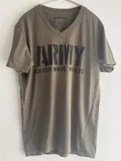 【OUTDOOR 】Vネック ミリタリープリント Tシャツ カーキ Sのサムネイル