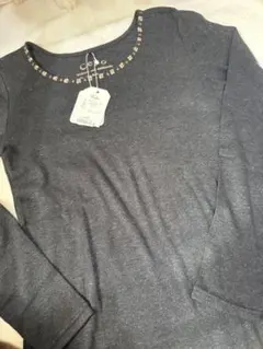 【新品】CEPO ダークグレー 長袖ラメTシャツ M