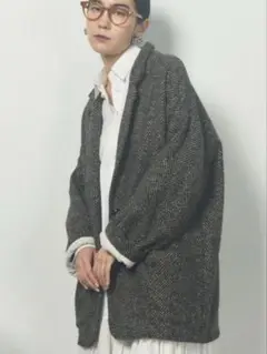 リブラキュー　ヘリンボーンショートコート