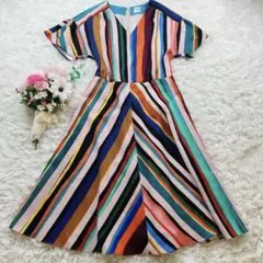 極美品✨ポールスミス 近年モデル 40サイズワンピース マルチストライプ 半袖