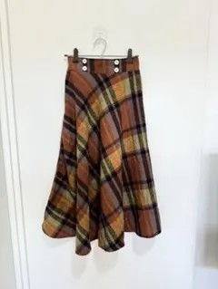 チェックロングスカート秋冬