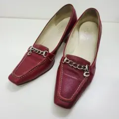@*n様 COACH コーチ パンプス レザー シルバー Cチャーム 赤 6.5のサムネイル
