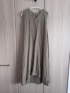 無印良品 リネンワンピース 麻100% ノースリーブ ポケット付き ベージュM