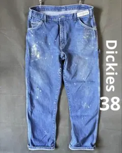 雰囲気良好 くすみ×ペンキ W38 Dickies デニムペインターパンツ