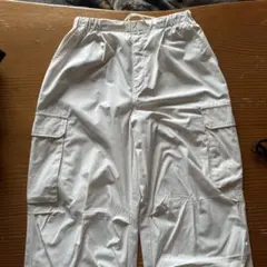 ホワイト カーゴパンツ ウエストゴム