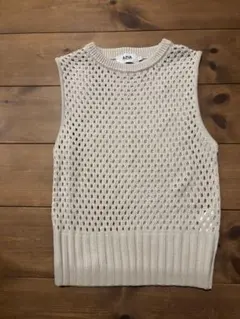 ベージュ ニットベスト FREE