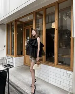 シェリエsheller 黒トップス bloomorgandytops