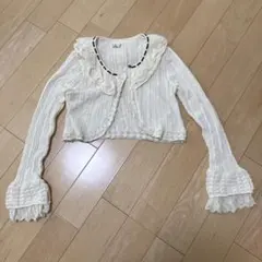 アクシーズファム アイボリー レース付きカーディガン