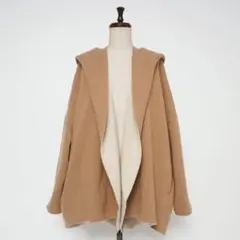 ミズイロインド 裏ボアコート カーディガン キャメル サイズF*ZC531