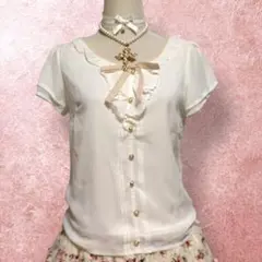 オフ白リボンレースフリルブラウス姫ギャル量産LIZLISA axesfemme系のサムネイル