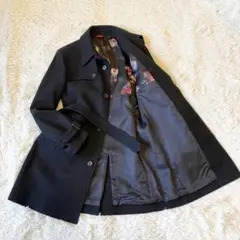 美品✨ポールスミス カシミヤ混 ロングコート ベルト ブラック 総裏地 フラワー