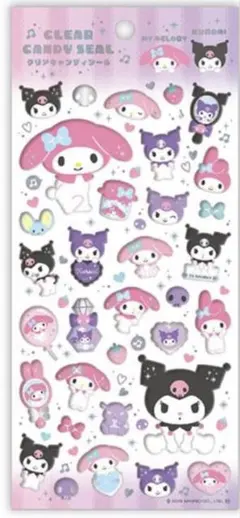 マイメロちゃん　クロミちゃん　クリアキャンディシール