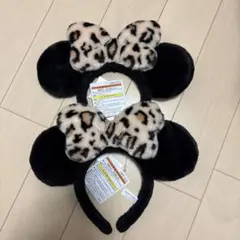 ミッキー耳カチューシャ ヒョウ柄ペアセット