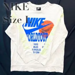【並品】NIKE ナイキ ワールドツアープリント 長袖Tシャツ Lサイズ