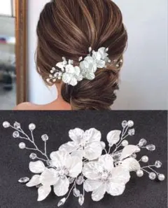 花フォーマル ヘアアクセサリー 結婚式 洋装 パール 髪飾り ヘッドドレス和装2