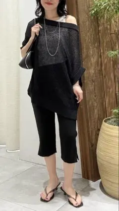 BABYLONE ペーパーフレンチ袖プルオーバー　ブラックのサムネイル